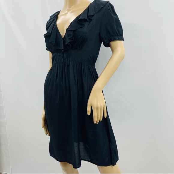 ASOS Black Wrap Dress with Ruffle Neck Line - Picture 3 of 11